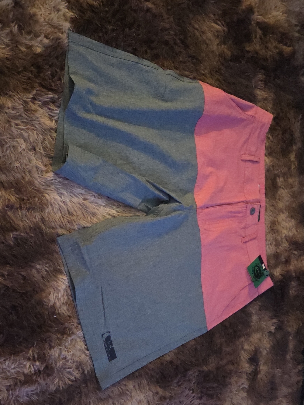 Men's Two-Tone Swim Trunks in Pink and Gray